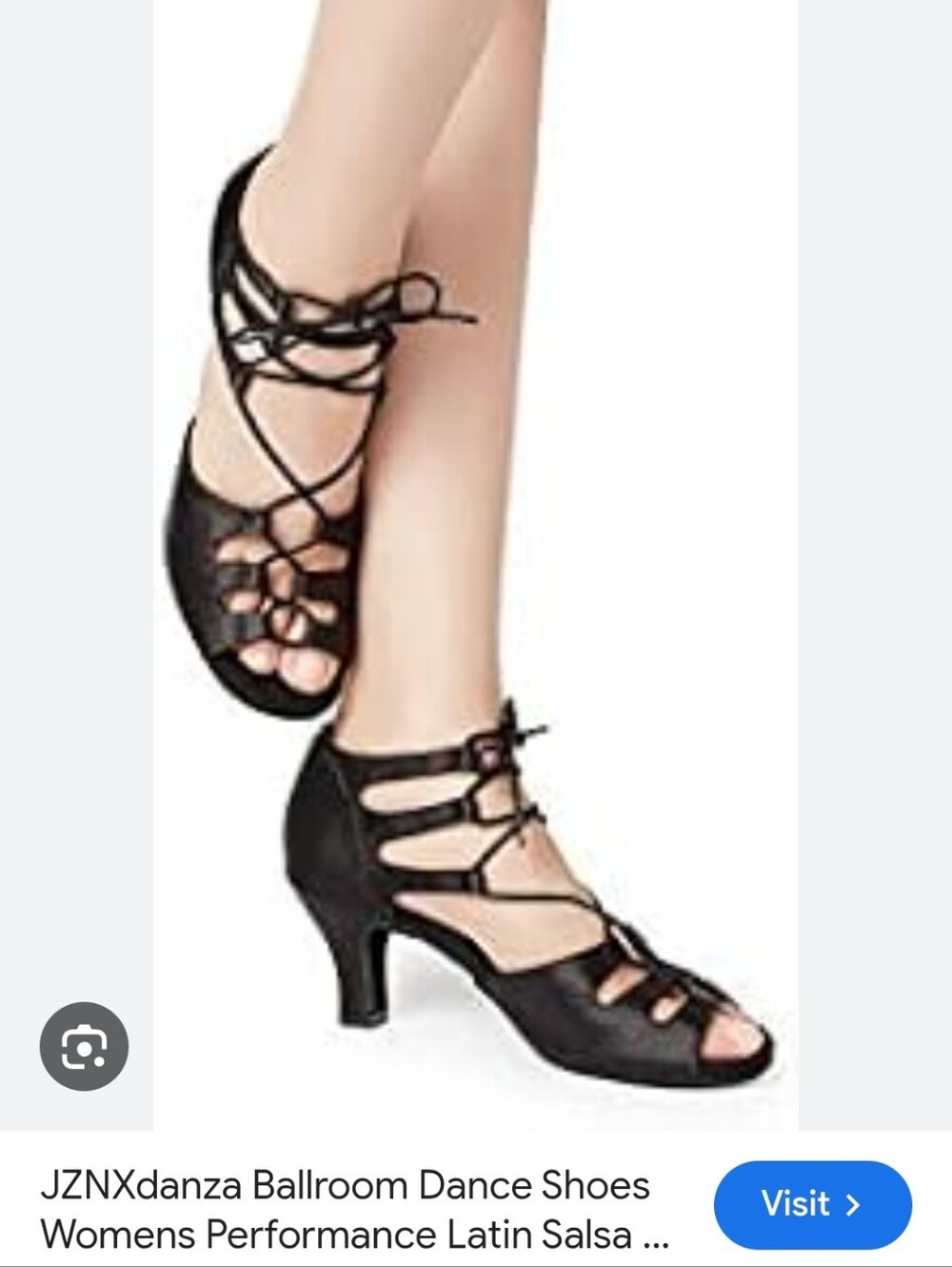 Ballroom Salsa Black Satin Lace-Up Dance Heels 9 - Picture 12 of 12